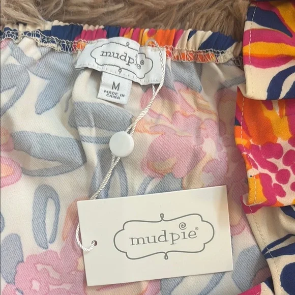 Mud Pie Pink and Orange Floral Babydoll Tank Top NWT - Picture 2 of 5